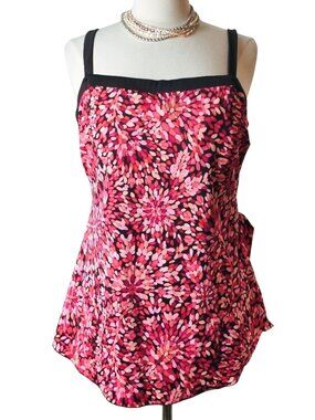 Maxine Of Hollywood One-Piece Swimsuit Size 22W Brw/Pnk Adjust Straps Shelf Bra